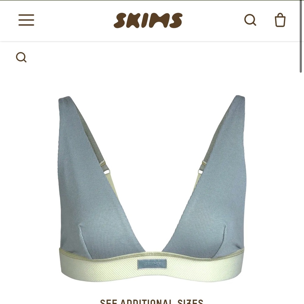 SKIMS COTTON PLUNGE BRALETTE Size L.